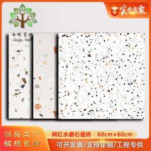 彩色啞光防滑水磨石地磚600x600奶茶店餐廳衛(wèi)生間瓷磚民宿服裝店